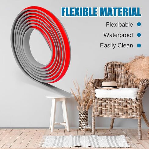 Flexible Molding Trim,White Self Adhesive Wall Trim Mini Peel and Stick Rubber Trim Molding for Floor, Bathroom,Walls,Kitchen,Countertop Home Decoration (Black(118inch)) in Kuwait