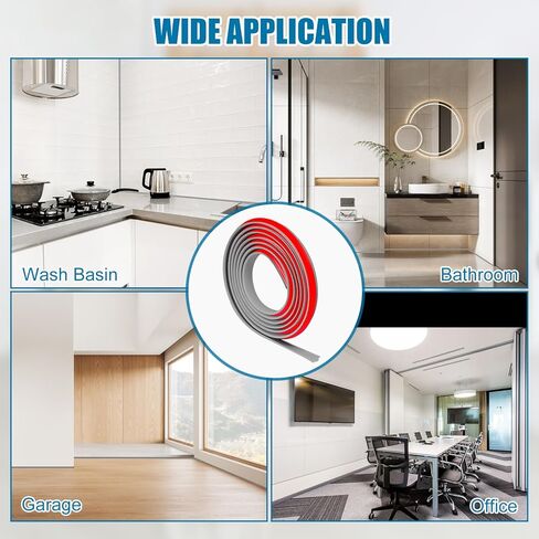 Flexible Molding Trim,White Self Adhesive Wall Trim Mini Peel and Stick Rubber Trim Molding for Floor, Bathroom,Walls,Kitchen,Countertop Home Decoration (Black(118inch)) in Kuwait