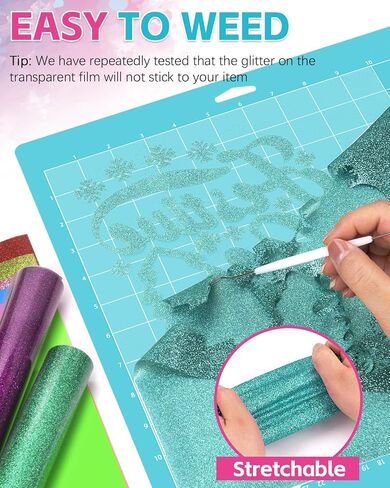 Lzerking Heat Transfer Vinyl 33 Sheets 30 Colors Glitter Htv Vinyl with 2 Weeding Tools, 1 Teflon Sheet for T-Shirt, Halloween, 12" x 12" Iron on Vinyl for Cricut, xTool M1 Cutting Machines in Saudi Arabia