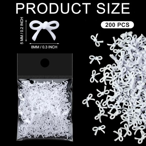 Foilswirl 200 Pcs Bow Decorations for Party Mini Bows for Crafts Resin 0.2 Inch White Pink Embellishments Small Coquette Birthday Party Ornaments for DIY Bridal Shower Wedding Favors(Light Pink) in Kuwait