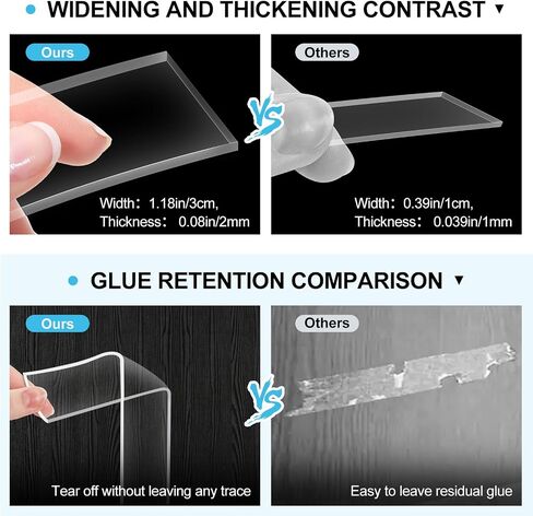 Double Sided Tape Heavy Duty,(19.69 FT,2Rolls) Strong Nano Tape Double Sided Mounting Tape,Multipurpose Clear Adhesive Tape Picture Hanging Strips,Removable Sticky Tape for Poster Walls Decor Carpet in Saudi Arabia