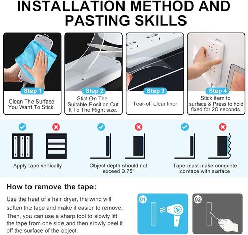 Double Sided Tape Heavy Duty,(19.69 FT,2Rolls) Strong Nano Tape Double Sided Mounting Tape,Multipurpose Clear Adhesive Tape Picture Hanging Strips,Removable Sticky Tape for Poster Walls Decor Carpet in Saudi Arabia