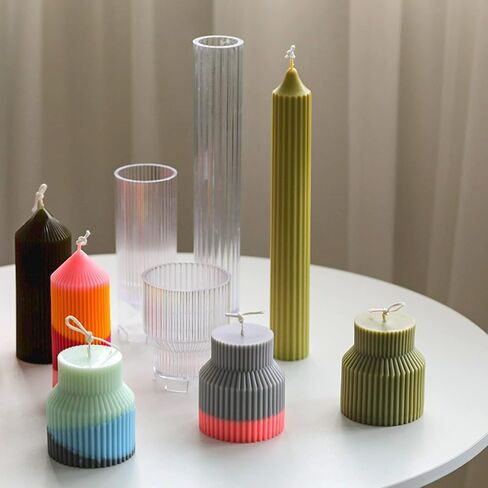 XMOX Cylinder Mold Durable Plastic Pillar Molds Geometric Cylindrical Acrylic Candle Moulds DIY Handcrafting Wax for Wedding Party Dinner Church Home Decoration (A) in Saudi Arabia