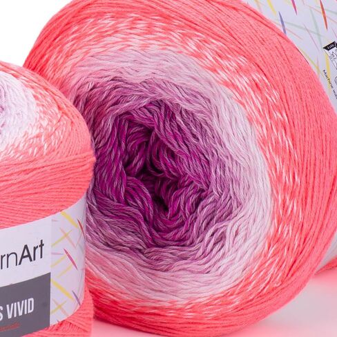 Yarn Art Flowers Vivid Yarn 250gr 8.80 oz 1094yds 55% Cotton 45% Acrylic Multicolor Cotton Fine Yarn Rainbow Crochet Spring Summer (511) in Saudi Arabia