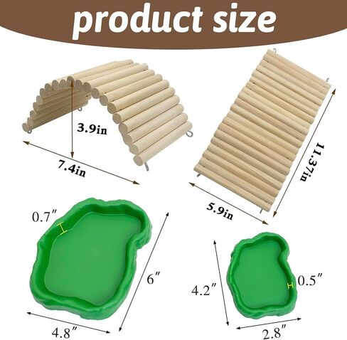 Hamiledyi 15.66 x 7.8 inch Wooden Reptile Hideout, Bearded Dragon Bendy Bridge, Reptiles Hide Cave Habitat Decor, Climbing Ladder Hiding Hut for Lizards Gecko Spiders Snakes Tortoise in Kuwait