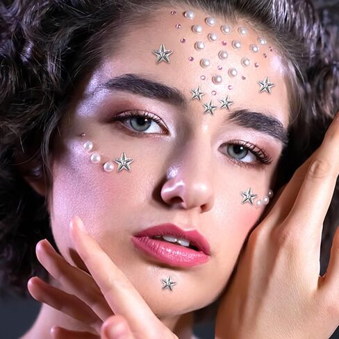 264pcs ملصقات نجوم الأحجار الكريمة أحجار الراين للحرف اليدوية-ملصق جواهر لاصقة ، ملصقات ماس ​​ديني أكريليك DIY ، ملصقات صغيرة للأطفال (264pcs-5/7/10mm-silver) in Kuwait