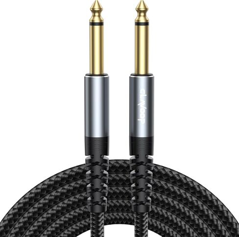 كابل جيتار CLAVOOP بطول 15 قدم، كابلات أدوات الجيتار الكهربائي سلك أمبير 1/4 بوصة TS 6.35 مم سلك صوت مستقيم ذكر للجيتار الكهربائي، لوحة المفاتيح، الجهير، الخلاط، مكبر الصوت، مكبر الصوت والمزيد in Kuwait