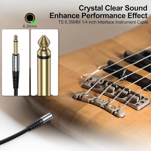 كابل جيتار CLAVOOP بطول 15 قدم، كابلات أدوات الجيتار الكهربائي سلك أمبير 1/4 بوصة TS 6.35 مم سلك صوت مستقيم ذكر للجيتار الكهربائي، لوحة المفاتيح، الجهير، الخلاط، مكبر الصوت، مكبر الصوت والمزيد in Kuwait