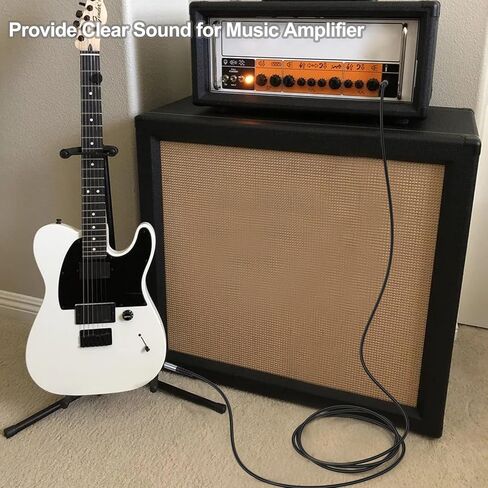 كابل جيتار CLAVOOP بطول 15 قدم، كابلات أدوات الجيتار الكهربائي سلك أمبير 1/4 بوصة TS 6.35 مم سلك صوت مستقيم ذكر للجيتار الكهربائي، لوحة المفاتيح، الجهير، الخلاط، مكبر الصوت، مكبر الصوت والمزيد in Kuwait