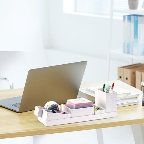 Desk Organizer,Office Desk Accessories,Paperboard Desktop Organizer with Pen Pencil Holder and Sticky Note Tray,Paperclip Storage,L11.8 Black in Saudi Arabia