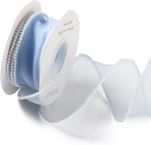 5 Yards 1 1/2 Inch White Faux Pearl Edge Ribbon Organza Mesh Smooth Ribbon Fishtail Sheer Transparent Ribbons Bundle Rolls with Spool for Sewing Making Crafts Corsage Wedding Invition Supply in Saudi Arabia