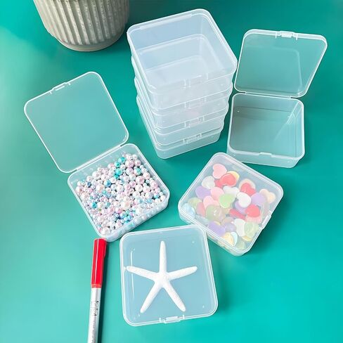 Small Bead Organizers-24 Pieces Jewelry Organizers and Storage Plastic Storage Cases Mini Clear Bead Storage Containers Transparent Boxes with Hinged Lid and Rectangle Clear Craft Supply Case in Saudi Arabia