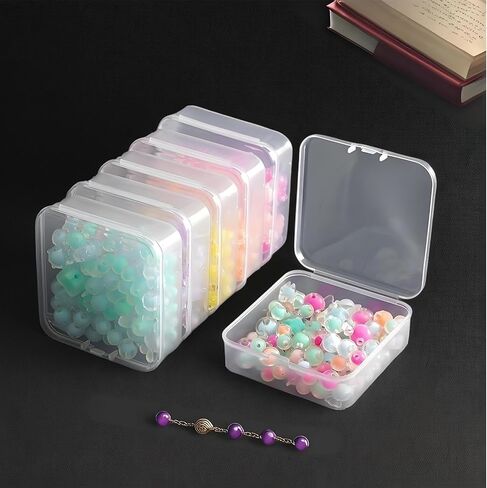 Small Bead Organizers-24 Pieces Jewelry Organizers and Storage Plastic Storage Cases Mini Clear Bead Storage Containers Transparent Boxes with Hinged Lid and Rectangle Clear Craft Supply Case in Saudi Arabia
