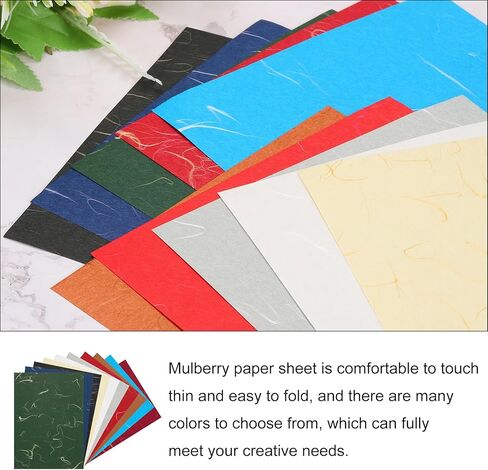 50 Sheets Natural Fiber Mulberry Origami Paper 6x6 Inch Visible Folding Washi Paper,[for Junk Journals, Card Making, DIY Craft Writing Painting, Decorative Scrapbook]-Mixed Colors in Kuwait