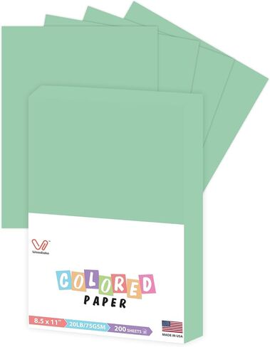 Blue Copy Paper, Colored Printer Paper, 8.5 x 11", 20 LB / 75 GSM Computer Paper, 200 Sheets, Multi-Purpose Pastel Paper, Made in USA in Saudi Arabia