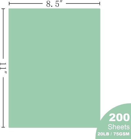 Blue Copy Paper, Colored Printer Paper, 8.5 x 11", 20 LB / 75 GSM Computer Paper, 200 Sheets, Multi-Purpose Pastel Paper, Made in USA in Saudi Arabia