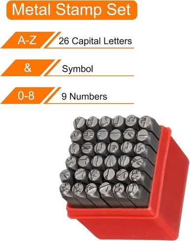 uxcell 36pcs 1/8" (3mm) Number and Lower Case Letter Stamp Set, a-z, &,0-9 Punch Press Tool for Metal Plastic Wood Leather in Saudi Arabia