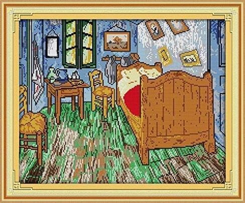 Happy Forever Cross Stitch Kits 11CT Stamped Patterns for Kids and Adults, DIY Preprinted Embroidery kit for Beginner, Works of Picasso and Van Gogh (R848 Picasso's Woman in hat, Size 17''x20'') in Kuwait