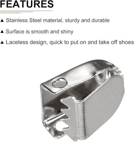 DTGN 10mmx9mm(LxW) Shoelace End Clips - 30Pack - Good for Different Shoes - Stainless Steel Elastic Shoe Laces Clip - Glossy Silver in Kuwait