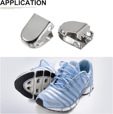 DTGN 10mmx9mm(LxW) Shoelace End Clips - 30Pack - Good for Different Shoes - Stainless Steel Elastic Shoe Laces Clip - Glossy Silver in Kuwait
