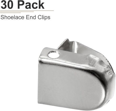 DTGN 10mmx9mm(LxW) Shoelace End Clips - 30Pack - Good for Different Shoes - Stainless Steel Elastic Shoe Laces Clip - Glossy Silver in Kuwait