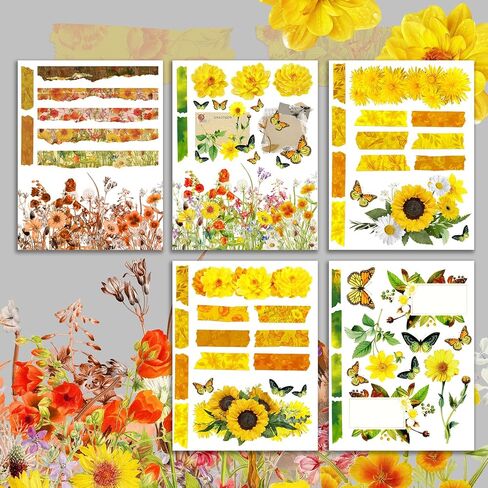 Decoupage Paper Pack (15 Sheets 8"x11") Bright Summer Flowers and Butterflies HANATABA Vintage Art Deco Styled Ephemera Pictures for Decoupage Craft and Scrapbooking in Kuwait