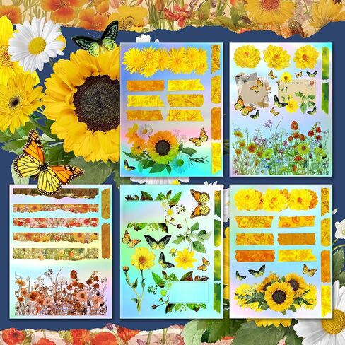 Decoupage Paper Pack (15 Sheets 8"x11") Bright Summer Flowers and Butterflies HANATABA Vintage Art Deco Styled Ephemera Pictures for Decoupage Craft and Scrapbooking in Kuwait