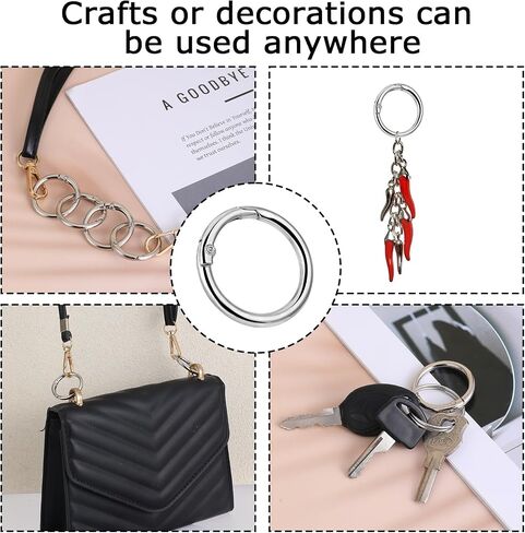 cobee 4Pcs Round Carabiner Ring, Spring O Rings for Purse Strap Zinc Alloy Round Carabiner Snap Key Rings for Keychain Backpack, Handbag, Jewelry Making, Dog Tag Ring, DIY Craft Accessories(Gold) in Saudi Arabia