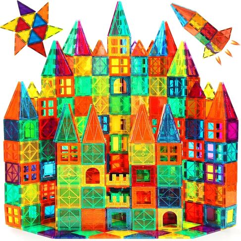 FNJO Mini Magnetic Tiles, Magnet Building Set,60 PCS Building Blocks Set STEM Preschool Montessori Toy for Kids Boys Girls in Kuwait