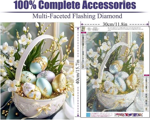 Canrichshop Diamond Art Painting Kits for Adults,Easter Eggs Diamond Painting Kits for Beginners,5D Round Full Drill Gem Art for Home Wall Decor 12X16 inch in Saudi Arabia