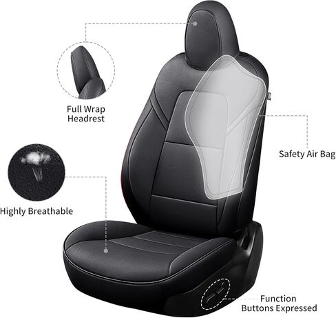 Chezope Custom Tesla Model Y Car Seat Protective Covers Red Leather Waterproof Car Safety Seat Fit for Tesla Model Y Red, 2020-2022 in Saudi Arabia