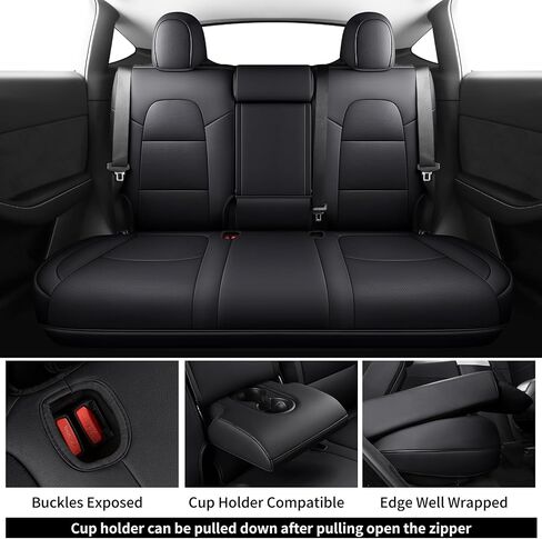 Chezope Custom Tesla Model Y Car Seat Protective Covers Red Leather Waterproof Car Safety Seat Fit for Tesla Model Y Red, 2020-2022 in Saudi Arabia