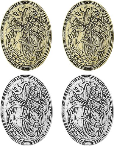 Brooch Pin Set with Viking Norse Shield Design for Medieval Costume: Small Buckle, Clasp, Clip & Fasteners for Clothes, Scarf, Cloak, Jewellery, Chain & Apron Dress for Women and Men (2PCS, Silver) in Saudi Arabia