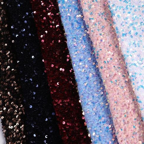 YYCRAFT Velvet Sequins Stretch Fabric by The Yard Velvet Sequins 2 Way Stretch Fabric for Fashion, Crafts, Backdrops,5 Yard Silver in Saudi Arabia