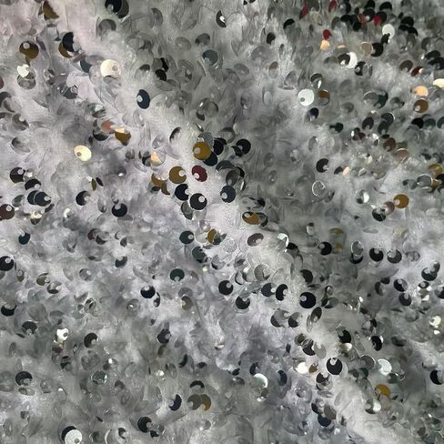 YYCRAFT Velvet Sequins Stretch Fabric by The Yard Velvet Sequins 2 Way Stretch Fabric for Fashion, Crafts, Backdrops,5 Yard Silver in Saudi Arabia