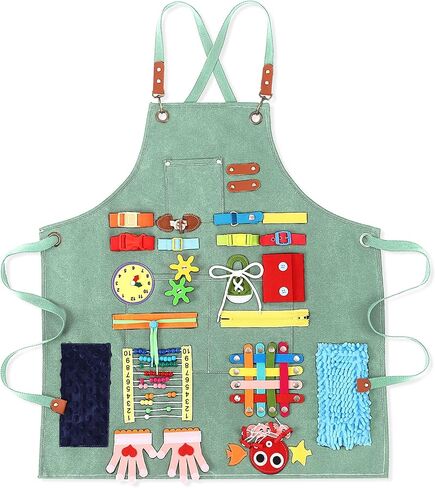 Fidget Apron for Elderly, Fidget Blanket for Dementia Activities for Seniors Alzheimer's Therapy Activity Apron Anxiety Relief Solutions Sensory Toys, Dark Blue in Kuwait
