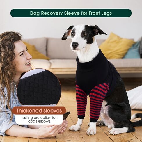 Kuoser Dog Recovery Suit for Front Legs, Dog Recovery Sleeve After Surgery, Dog Elbow Protector for Small Medium Large Dogs, Dog Joint Leg Sleeve Prevent Licking Wound Dog Cone Alternative, Black L in Saudi Arabia