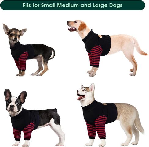 Kuoser Dog Recovery Suit for Front Legs, Dog Recovery Sleeve After Surgery, Dog Elbow Protector for Small Medium Large Dogs, Dog Joint Leg Sleeve Prevent Licking Wound Dog Cone Alternative, Black L in Saudi Arabia