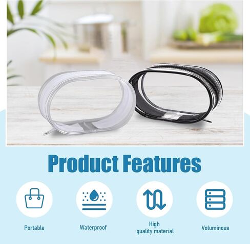 Huakaile 2 Pieces Clear Figure Display Bag with Keychain, Clear Pouch Keychain with Zipper & Fur Balls, Mini Doll Pouch Carrying Case for Blind Box Storage Collectibles (2 PCS, White, Black) in Saudi Arabia