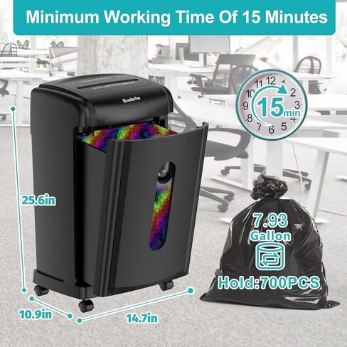 Paper Shredder, P-5 Security Level, 5-Sheet Micro Cut with 3.43-Gallon Basket, Durable & Fast with Jam Proof System, Paper Shredder for Home Office (ETL) in Saudi Arabia