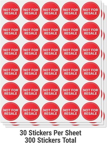 Not for Resale Labels (1.5 inch, Red - 300 Labels) Clear & Bold Not for Resale Signage Stickers for Quality Control, Inventory Control, Shipping & Handling - Highly Visible in Saudi Arabia