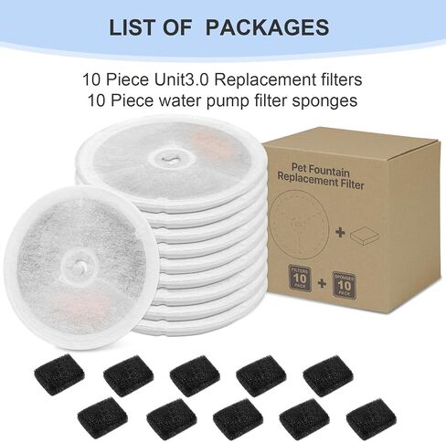 (10 pcs) Upgraded Filter Units 3.0 for PET Cat Water Fountains E versweet 2S/3/3 Pro,E versweet Solo/Solo SE, Replacement Filters in Saudi Arabia