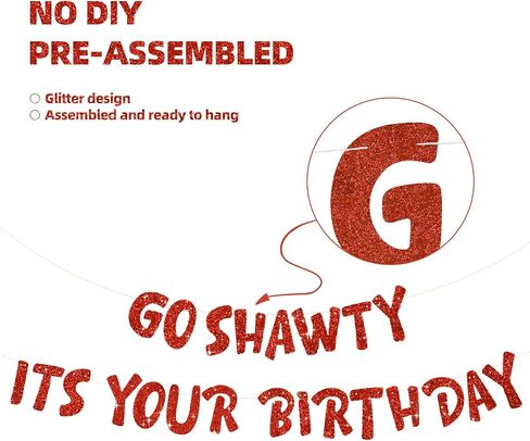 Beishida Pink Go Shawty إنه لافتة عيد ميلادك ، لا DIY ، Hip Hop موضوع سعيد لافتة عيد ميلاد سعيد ، 21 ، 30 ، 40 ، 50 ، 60 ، 70 ، لوازم أعياد الميلاد والهدايا in Kuwait