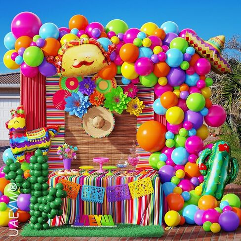 138Pcs Mexican Fiesta Balloon Arch Garland Kit Llama Sombrero Taco Cactus Foil Balloons for Mexican Themed Party Cinco De Mayo Taco Coco Birthday Carnival Baby Shower Decorations (Style 1) in Saudi Arabia