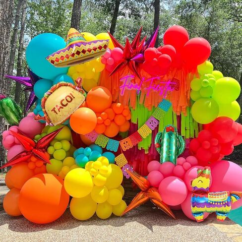 138Pcs Mexican Fiesta Balloon Arch Garland Kit Llama Sombrero Taco Cactus Foil Balloons for Mexican Themed Party Cinco De Mayo Taco Coco Birthday Carnival Baby Shower Decorations (Style 1) in Saudi Arabia