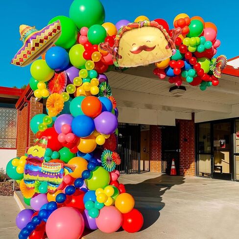 138Pcs Mexican Fiesta Balloon Arch Garland Kit Llama Sombrero Taco Cactus Foil Balloons for Mexican Themed Party Cinco De Mayo Taco Coco Birthday Carnival Baby Shower Decorations (Style 1) in Saudi Arabia