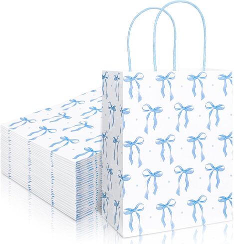 Whaline 24 Pcs Coquette Pink Bow Paper Gift Bags with Handle Cute Bow Knot Goodie Candy Treat Bag for Party Tea Baby Shower Wedding Birthday Christmas Party Favor Wrapping Supplies, 5.9 x 8.3 x 3.1 In in Saudi Arabia