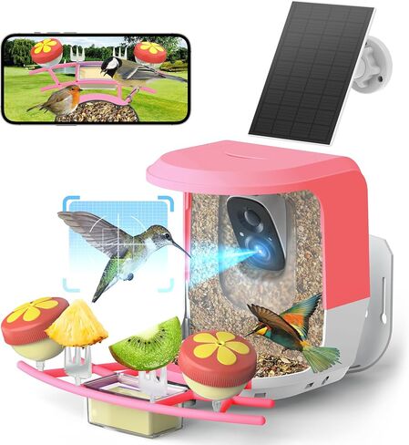 Smart Bird Feeder with Camera with AI Identify Bird Species and Solar Panel, Bird Feeder with Camera, Auto Capture Bird Videos, Bird Camera Motion Detection, Smart Bird Feeder Color Night Vision in Saudi Arabia