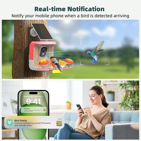 Smart Bird Feeder with Camera with AI Identify Bird Species and Solar Panel, Bird Feeder with Camera, Auto Capture Bird Videos, Bird Camera Motion Detection, Smart Bird Feeder Color Night Vision in Saudi Arabia