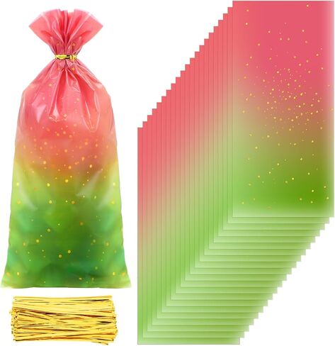 Sweetude 100 Pcs Wildflower Party Cellophane Treat Bags Floral Candy Plastic Clear Goody Bags Flat Bottom Gift supplies for Baby Shower Bridal Shower Birthday Wedding Party Favors,11"x 5" in Saudi Arabia